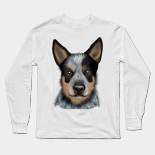 Cute Australian Cattle Dog Drawing Long Sleeve T-Shirt